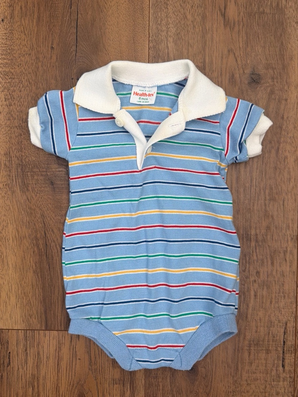 healthtex Blue Striped Polo Baby Onesie